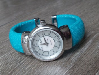 Zilveren horloge / armband van Turkoois Roggenleer