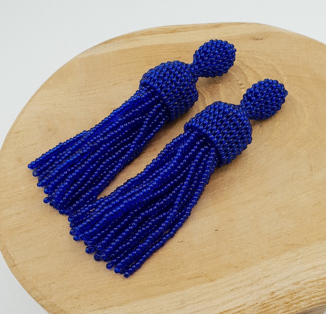 Kobalt blauwe tassel oorbellen