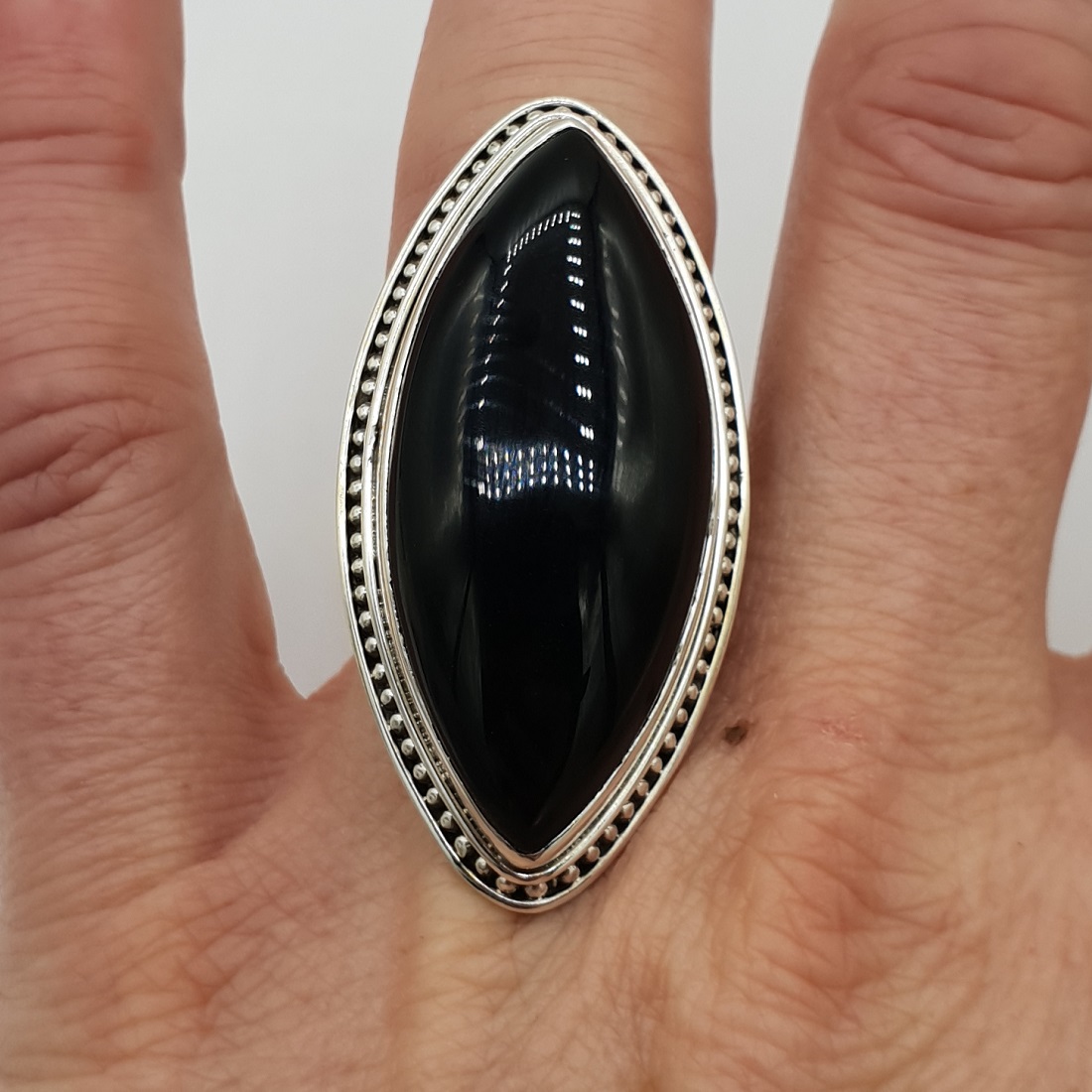 Geniet zingen Tijdig 925 Sterling zilveren ring grote marquise zwarte Onyx | Zilveren Edelsteen  Ringen