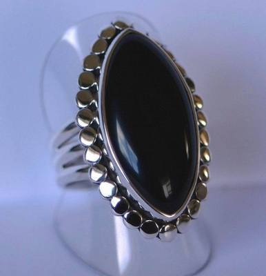 Moeras Eerlijkheid maak je geïrriteerd Zilveren edelsteen ring ovale zwarte Onyx maat 18.5 | Verkocht