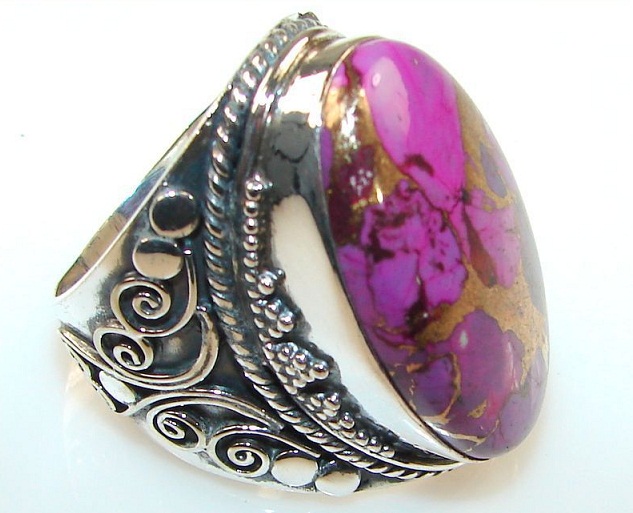 Zilveren edelsteen ring met ovale koper paars Turkoois 18.5 mm