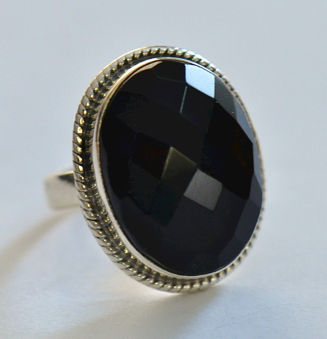 Welke Impasse Hechting Zilveren edelsteen ring met facet zwarte Onyx ring maat 18 mm | Sieraden  met Onyx