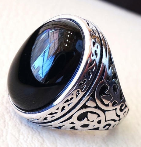 voor het geval dat soep Temerity Zilveren mannen ring gezet met zwarte Onyx | Zilveren Edelsteen Ringen