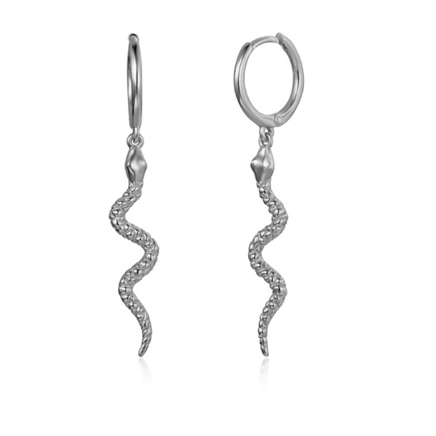 Wasserette Toeval Facet 925 Sterling zilveren creolen met slangen hanger | Verkocht