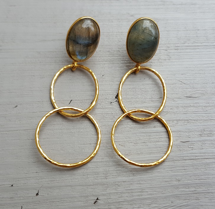 Goud vergulde oorbellen met gouden kristallen | Sieraden met Kristallen
