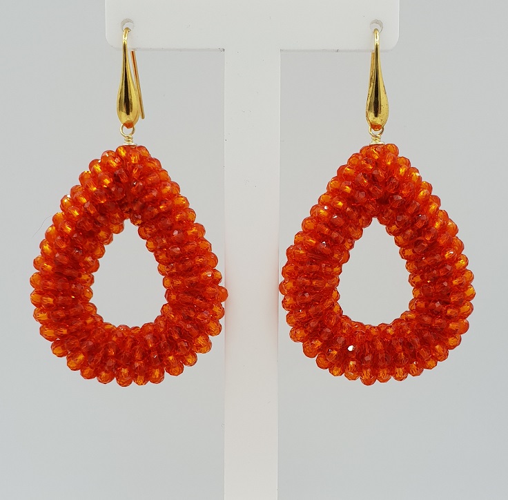 Goud vergulde glassberry braam oorbellen open druppel oranje kristallen Goud vergulde glassberry braam oorbellen open druppel oranje kristallen