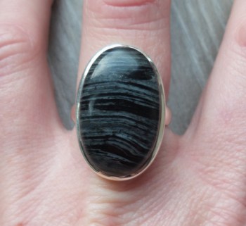 Zilveren ring gezet met zebra Jaspis ring maat 18.5 mm