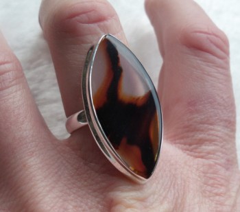 Zilveren ring met marquise Montana Agaat ring maat 18.5 mm