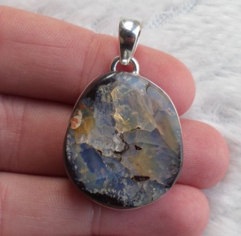 Zilveren edelsteen hanger met Boulder Opaal