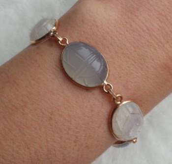 Vergulde armband met regenboog Maansteen en Chalcedoon