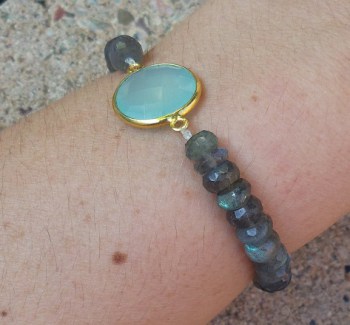 Armband met Labradoriet en Chalcedoon