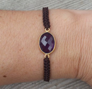 Armband met Amethist in vergulde omlijsting