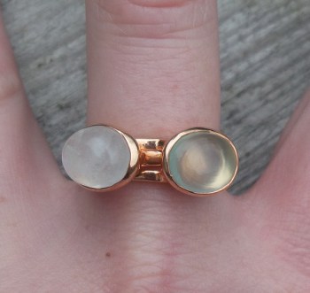 Vergulde ringen set met Maansteen en Chalcedoon 19 mm