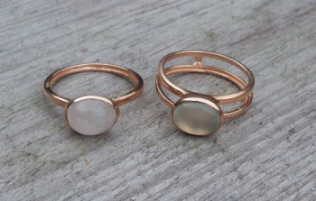 Vergulde ringen set met Maansteen en Chalcedoon 19 mm