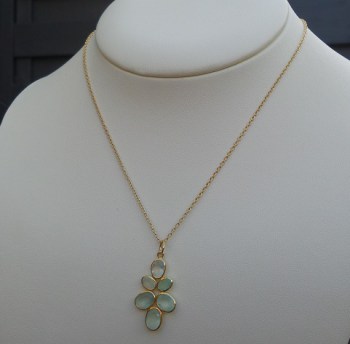 Vergulde ketting met hanger gezet met aqua Chalcedoon