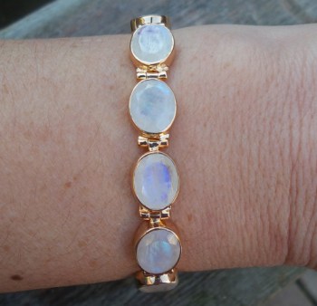 Vergulde zilveren armband met facet geslepen regenboog Maansteen