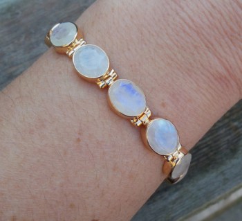 Vergulde zilveren armband met facet geslepen regenboog Maansteen