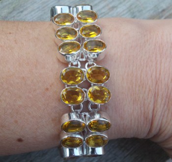 Zilveren armband met twee rijen ovale Citrien