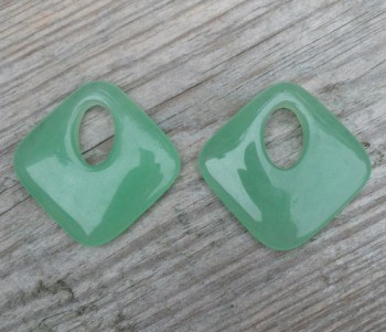 Hanger set vierkante groene Jade