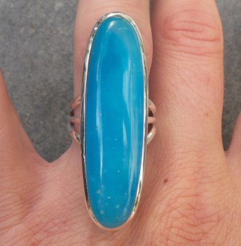 Zilveren ring gezet met smalle ovale Smithsoniet 18 mm