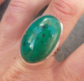 Zilveren ring gezet met Chrysocolla 19 mm