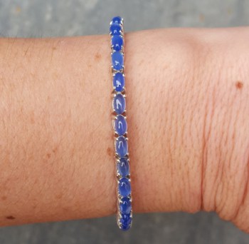 Zilveren armband gezet met kobalt blauwe Chalcedoon