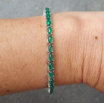 Zilveren armband gezet met cabochon geslepen Aventurijn