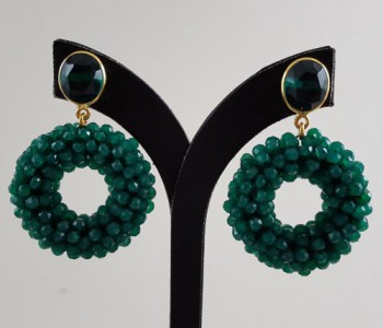 Vergulde oorbellen Apatiet quartz en ring van groene Onyxen