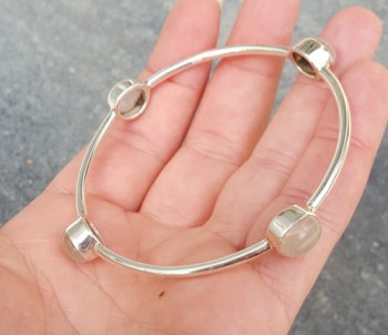 Zilveren armband / bangle gezet met Rozenkwarts