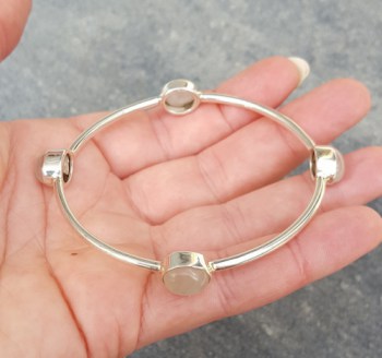 Zilveren armband / bangle gezet met Rozenkwarts