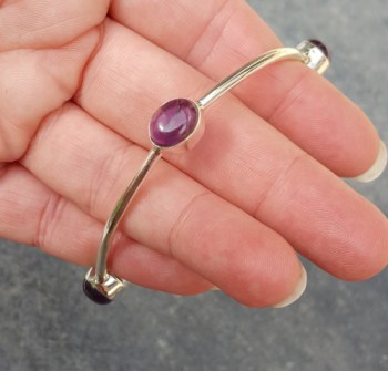 Zilveren armband / bangle gezet met Amethist