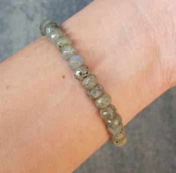 Zilveren armband Agaat Geode, Labradoriet, Parel en Chalcedoon