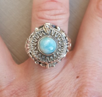 Zilveren gifring met Larimar ring maat 17.3 mm