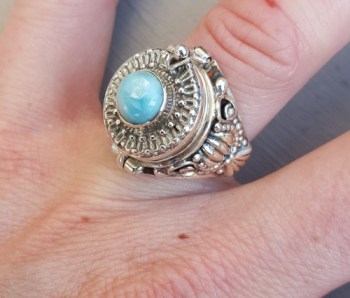 Zilveren gifring met Larimar ring maat 17.3 mm