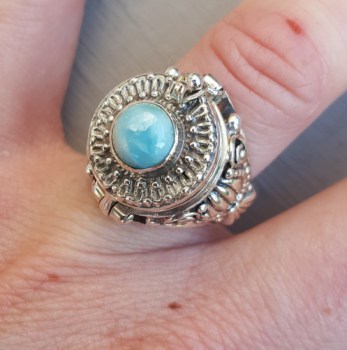 Zilveren gifring met Larimar ring maat 17.3 mm