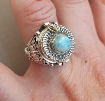 Zilveren gifring met Larimar ring maat 17.3 mm