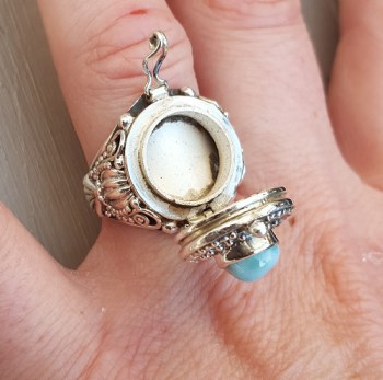 Zilveren gifring met Larimar ring maat 17.3 mm