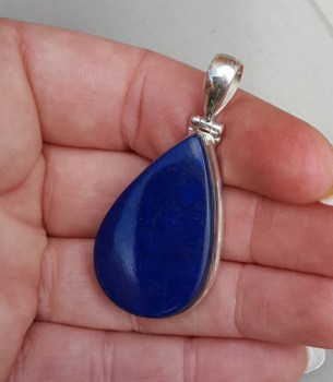 Zilveren hanger gezet met cabochon geslepen Lapis Lazuli