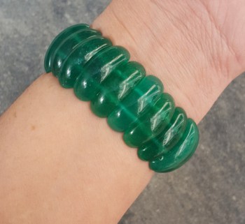 Brede groene Jade strech armband