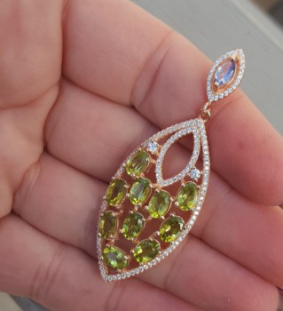 Rosé vergulde hanger met Peridot en Tanzaniet