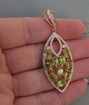 Rosé vergulde hanger met Peridot en Tanzaniet