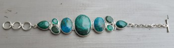 Zilveren armband met Chrysocolla, groene Onyx en Emerald