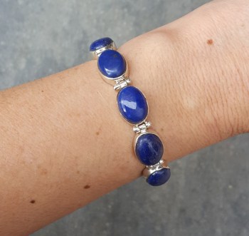 Zilveren edelsteen armband met schakels gezet met Lapis Lazuli