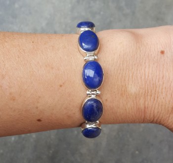 Zilveren edelsteen armband met schakels gezet met Lapis Lazuli