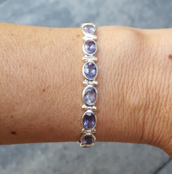 Zilveren armband gezet met Ioliet