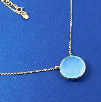 Vergulde ketting met hanger gezet met Chalcedoon