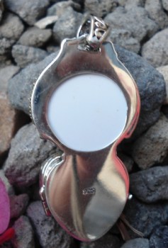 Zilveren hanger met gezicht, Peridot en doosje