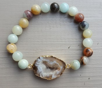 Armband met Geode Agaat en Amazoniet