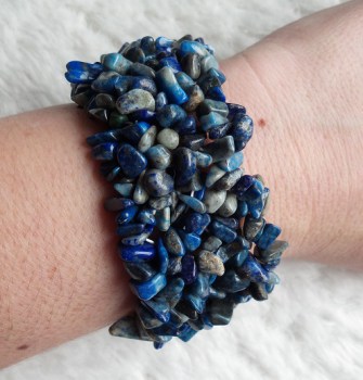 Brede splitarmband met Lapis Lazuli