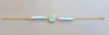 Goud vergulde armband gezet met aqua Chalcedoon